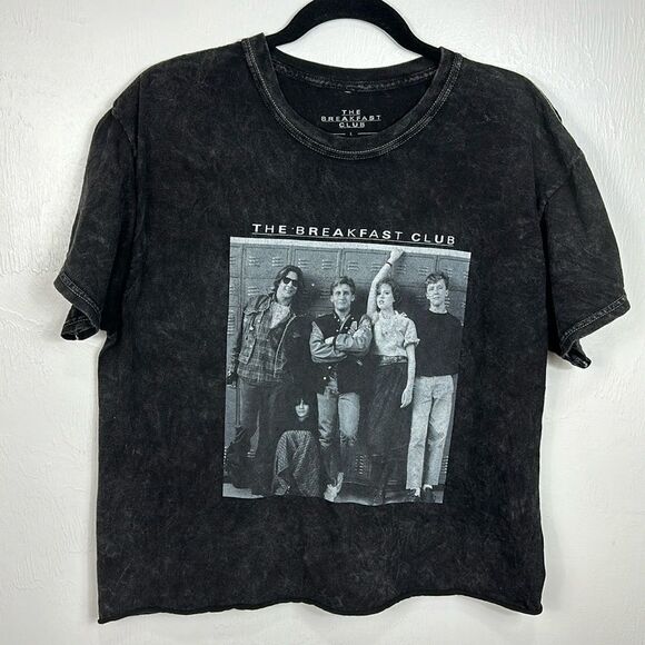 The Breakfast Club Black Cotton Graphic Cropped T-shirt Size L - Picture 1 of 6